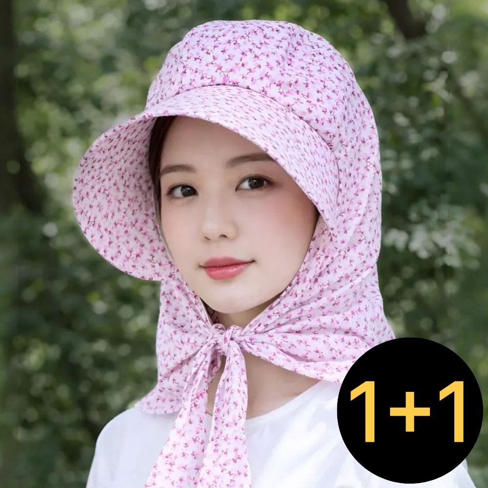 스카프썬캡 밭에서쓰는모자 뒷목가리는 창큰 시골 1+1 - 상품 이미지