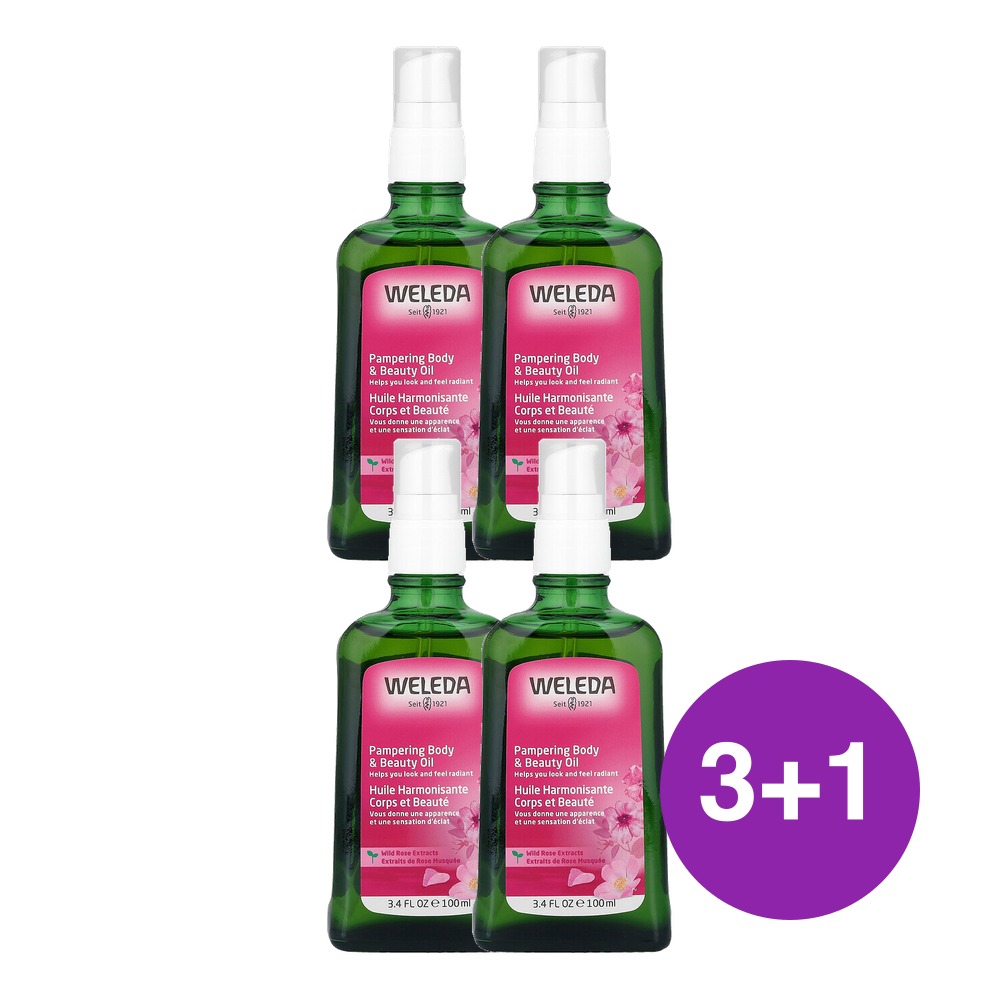 Weleda 팸퍼링 바디 앤 뷰티 오일 야생 장미추출물 100ml, 4개 - 상품 이미지