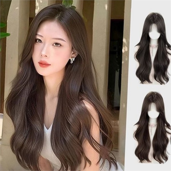 원터치 여성 통가발 자연 여성 웨이브 헤어 전체 간편 착용 - 상품 이미지