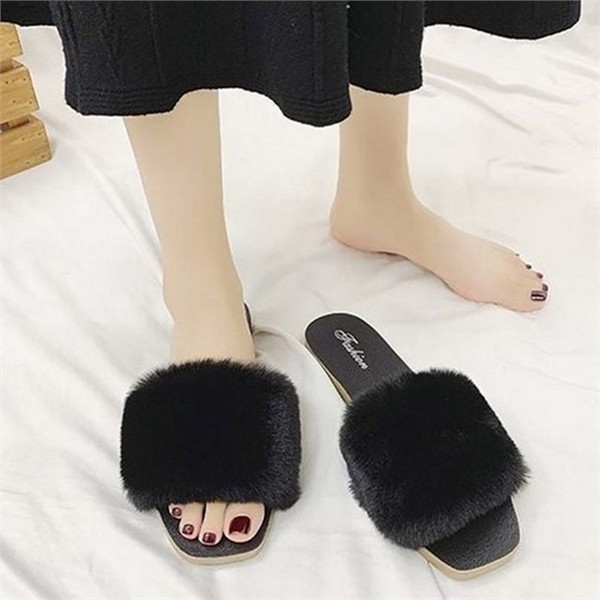 따뜻한 여성 털 슬리퍼 논슬립 여성 실내화 층간소음 거실 겨울 - 상품 이미지