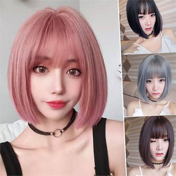 풀뱅 여성 단발 가발 보브 단발 머리 가발 통가발 짧은 - 상세 이미지 2