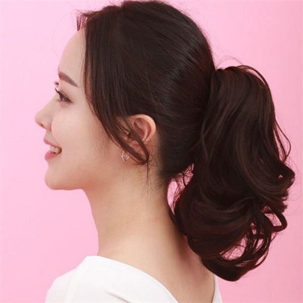데이트 여성 포니테일 가발 23cm 웨딩 여성 숏 웨이브 가발 - 상세 이미지 2