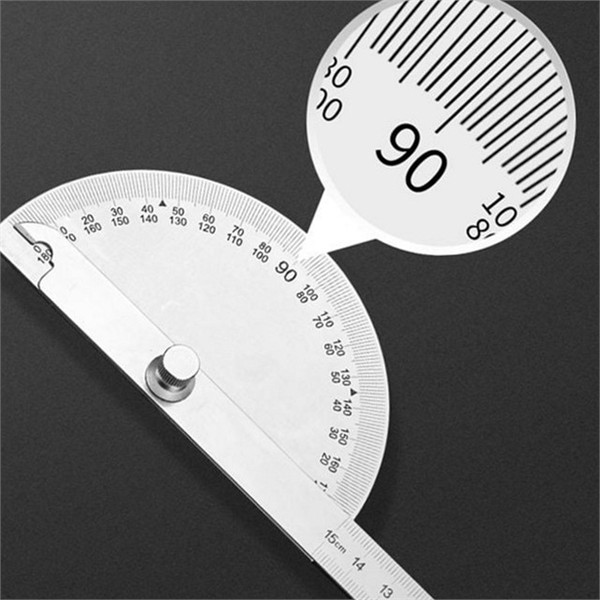 스테인리스 스틸 각도기 180도 분도기 금속 각도기 눈금자 측정기 다용도 - 상품 이미지