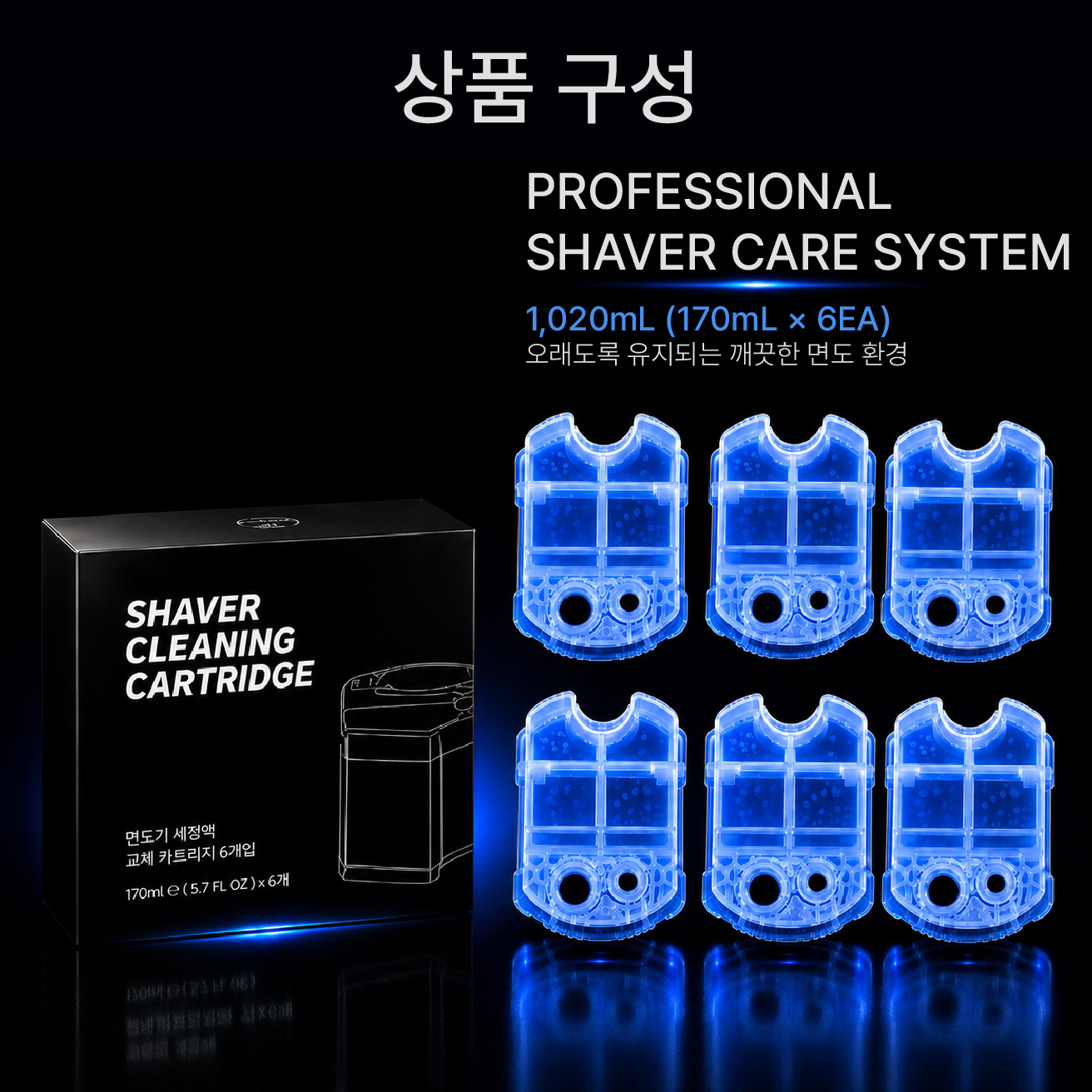 [호환] 브라운 면도기 세척액 9 7 3 5 8 pro 면도날 세정액 리필 카트리지 교체 6개입 - 상세 이미지 5