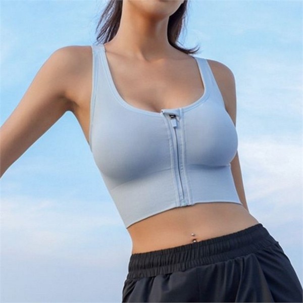 앞지퍼 여성 브라 집업 여성 운동 브라 언더웨어 헬스 크롭 - 상품 이미지