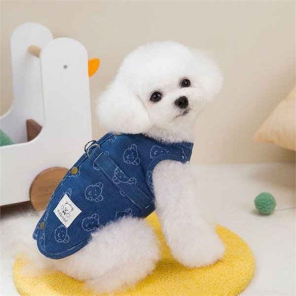 외출 강아지 데님 조끼 산책 강아지 하네스 조끼 반려견 겨울 - 상세 이미지 2