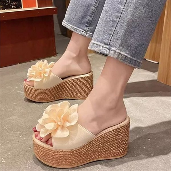 오픈토 여성 통굽 슬리퍼 디자인 여성 여름 슬리퍼 데일리 사무실 - 상품 이미지