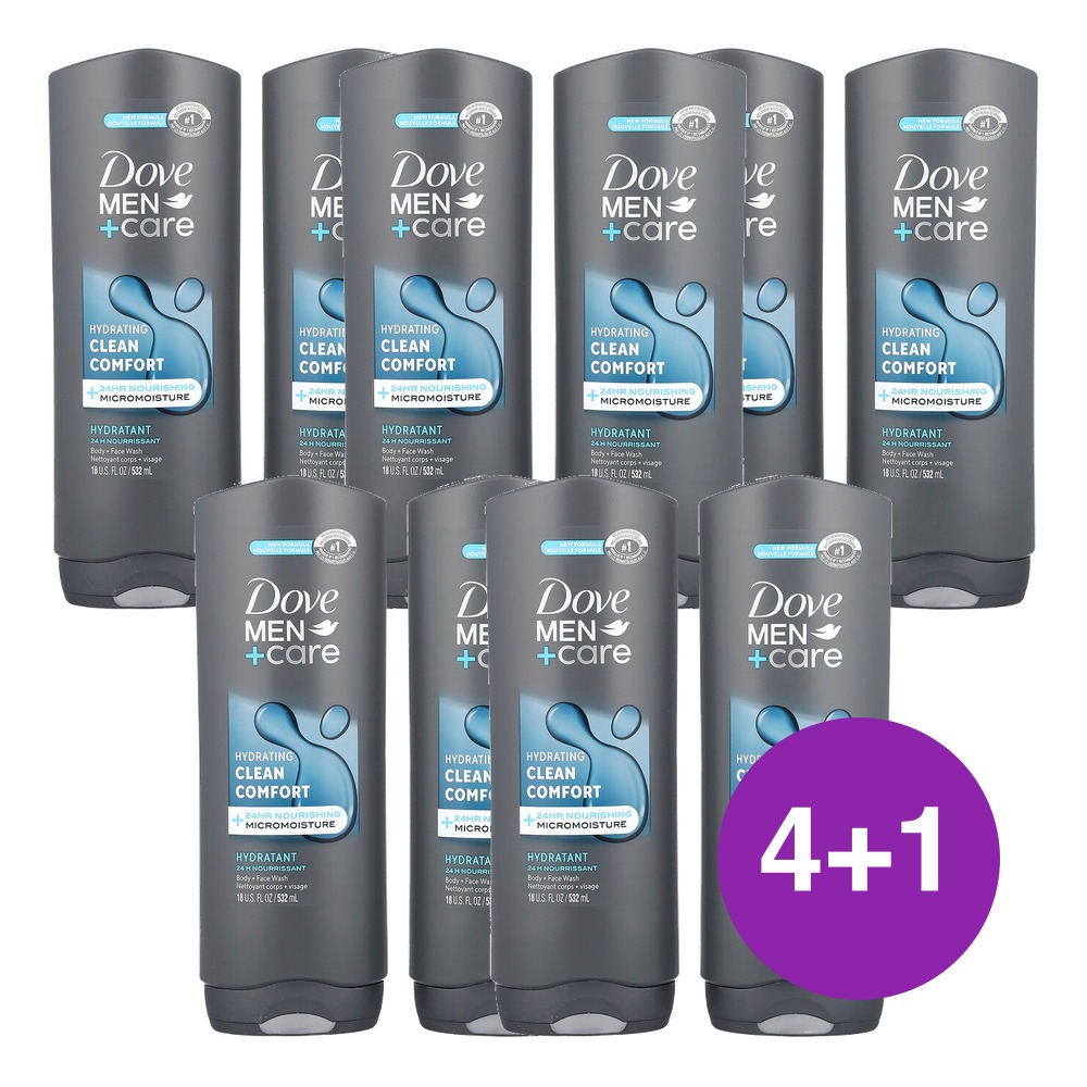 Dove 맨 케어 Clean 컴포트 바디 페이스 워시 1064ml, 5개 - 상품 이미지