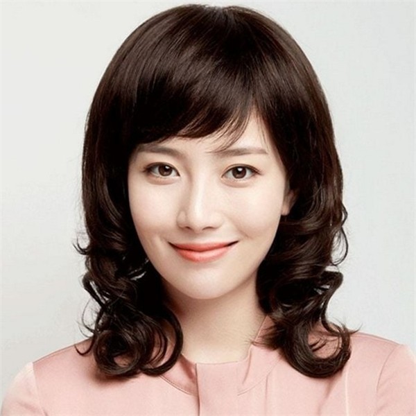 풍성한 여성 전체 가발 중년 여성 웨이브 가발 앞머리 부분 - 상품 이미지