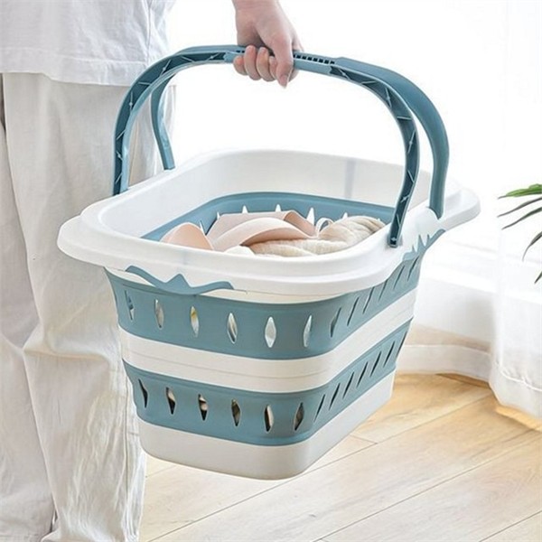 손잡이 접이식 빨래 바구니 이동식 대형 빨래 바구니 정리함 보관함 - 상품 이미지