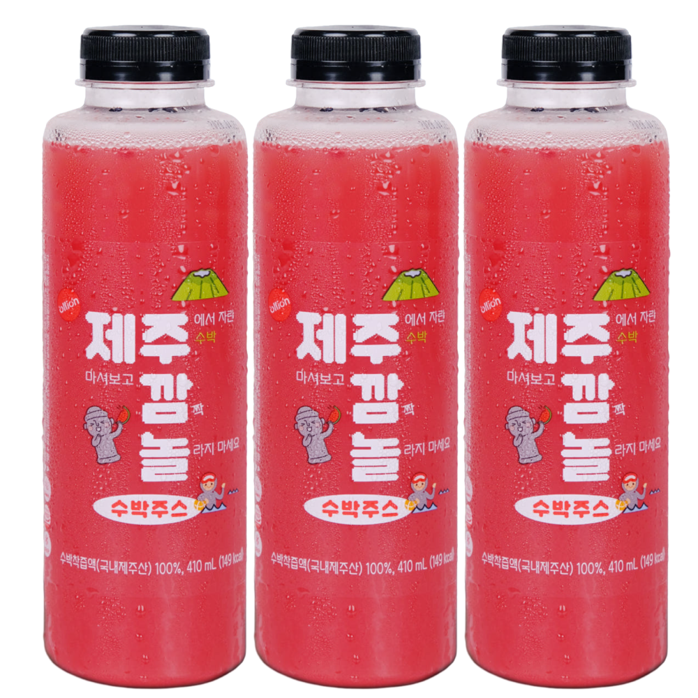 올리온 제주깜놀 첨가물 없이 100% 얼린 생수박주스 410ml, 3개 - 상품 이미지