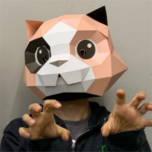 만들기 고양이 가면 파티 3d 입체 가면 할로윈 동물 공예 - 상품 이미지