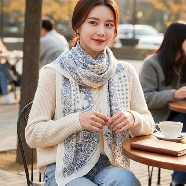 부드러운 여성 롱 스카프 고급 여성 실크 스카프 데일리 선물 - 상세 이미지 2