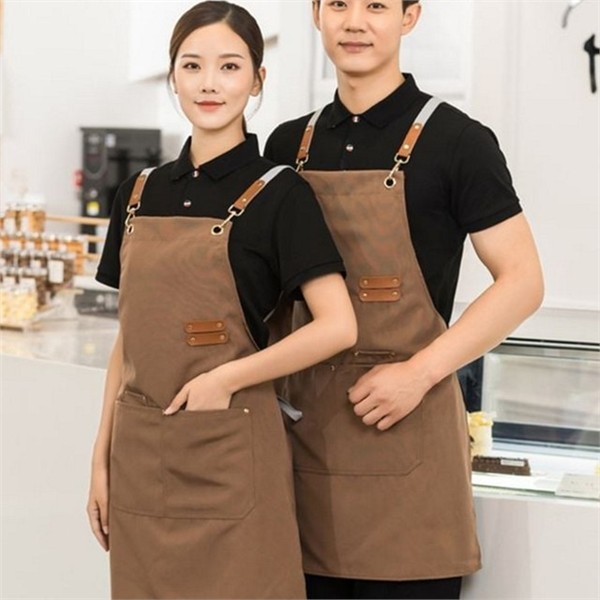 다용도 캔버스 앞치마 주방 방수 앞치마 바리스타 목공 포켓 - 상품 이미지