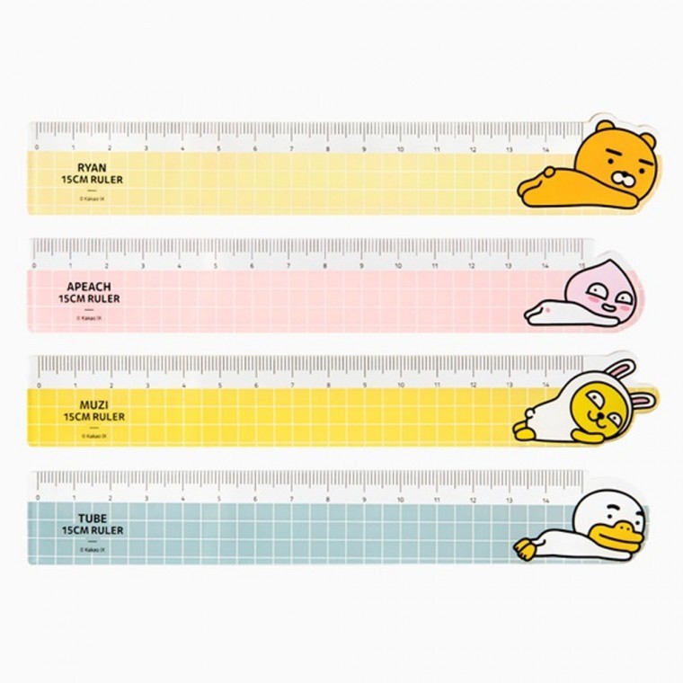 D카카오프렌즈 플라스틱 자 15cm 라이언 어피치 무지 튜브 - 상품 이미지