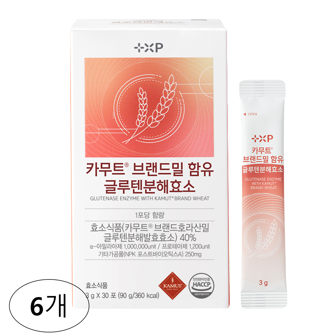 카무트 브랜드밀 함유 글루텐분해효소 K-글루테네이즈 소화효소 분말 스틱 30포 x 6개 - 상품 이미지