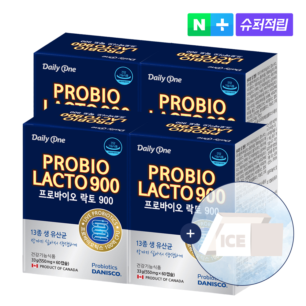 데일리원 프로바이오 락토 900 생 유산균 100억 프로바이오틱스 60캡슐, 4개 - 상품 이미지