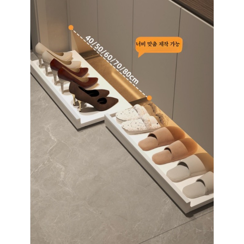 슬라이딩 현관 신발장 정리 원목 다용도 아래 하단 서랍 트레이 화이트 40x30cm 바퀴 - 상세 이미지 4