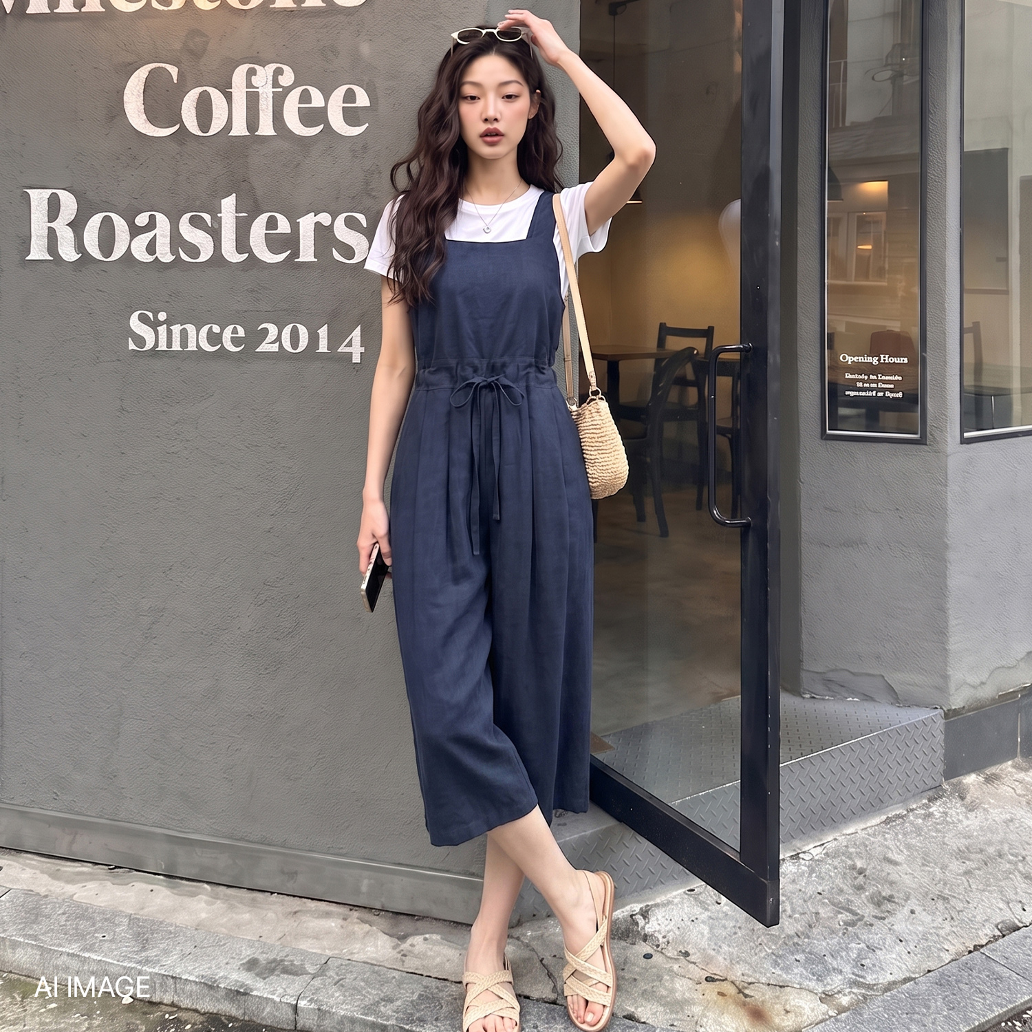 [슈퍼적립][N배송][제로스트릿] 린넨 오버롤 LINEN OVERALL / NAVY - 상품 이미지