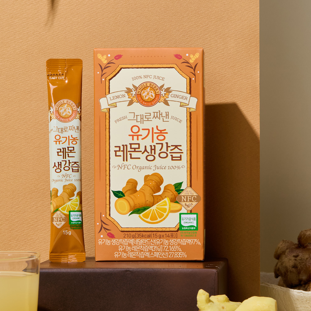 홀베리 그대로 짜낸 유기농 레몬생강즙 15g 14포, 4개 - 상세 이미지 2