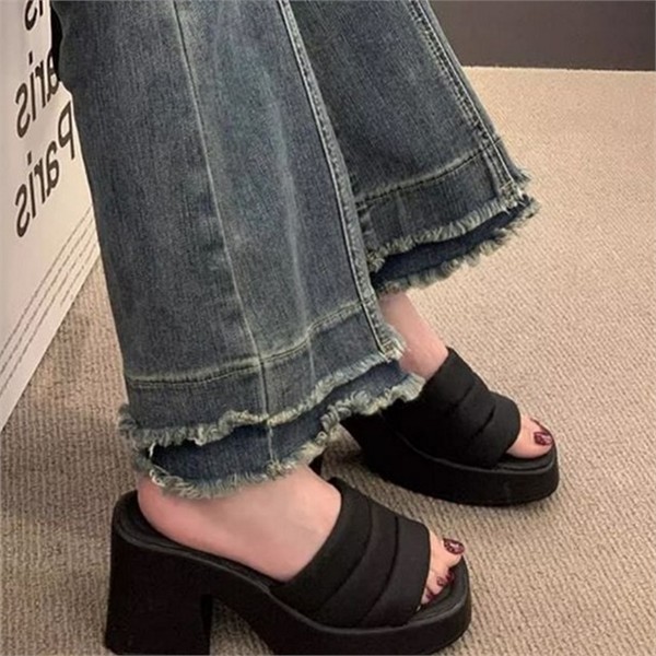 데일리 여성 통굽 슬리퍼 사무실 여성 키높이 슬리퍼 패션 여름 - 상품 이미지