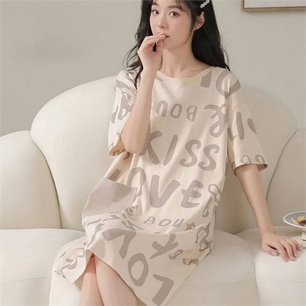 편안한 여성 브라 캡 내장 원피스 루즈핏 여성 홈 웨어 - 상세 이미지 2