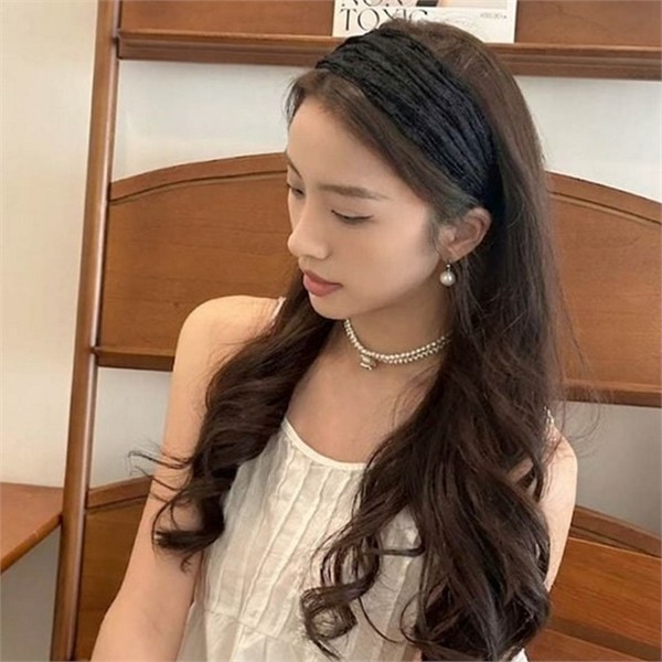 데일리 여성 레이스 헤어밴드 와이드 여성 시스루 헤어밴드 머리띠 여름 - 상세 이미지 2