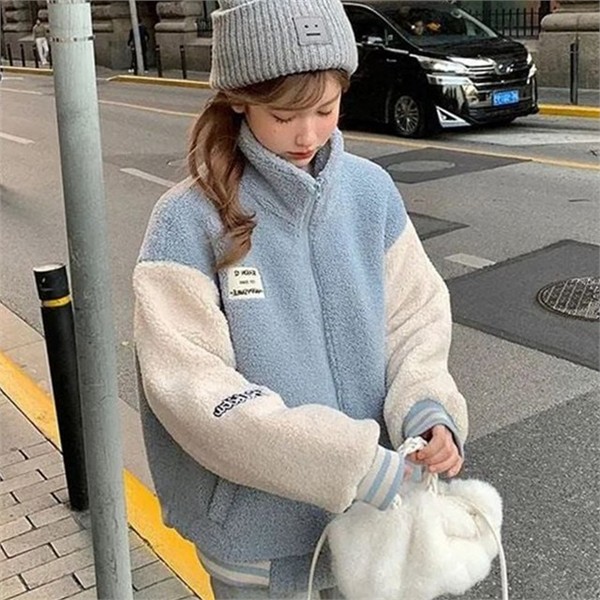 루즈핏 여성 뽀글이 점퍼 하이넥 여성 후리스 점퍼 아우터 박시핏 - 상품 이미지