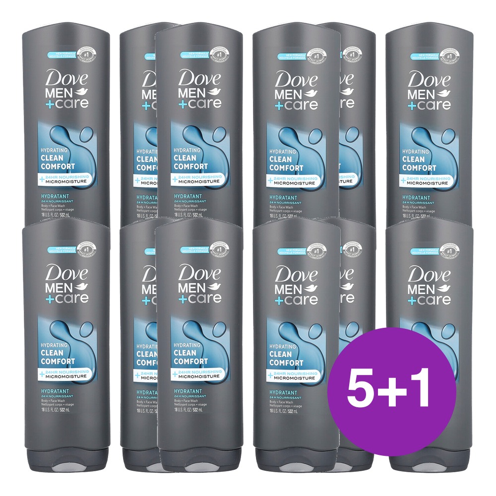 Dove 맨 케어 Clean 컴포트 바디 페이스 워시 1064ml, 6개 - 상품 이미지