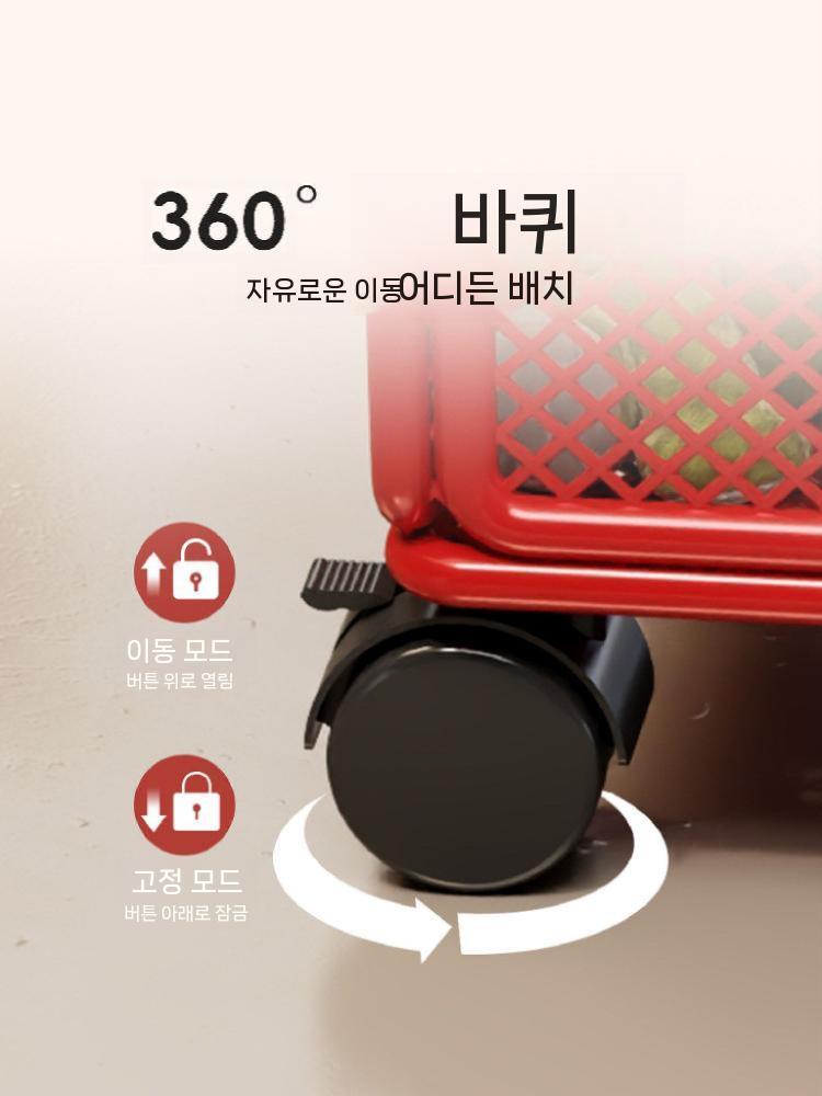 장남감 바구니 수납 정리함 보관함 다용도 사각 이동식 중형 레드 - 상세 이미지 4