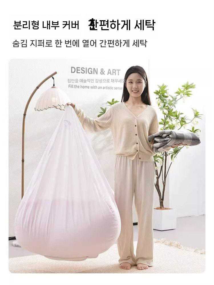 빈백 의자 쿠션 카페 침대쇼파 1인용 쇼파 대형 거실 옐로우 라지 - 상세 이미지 2