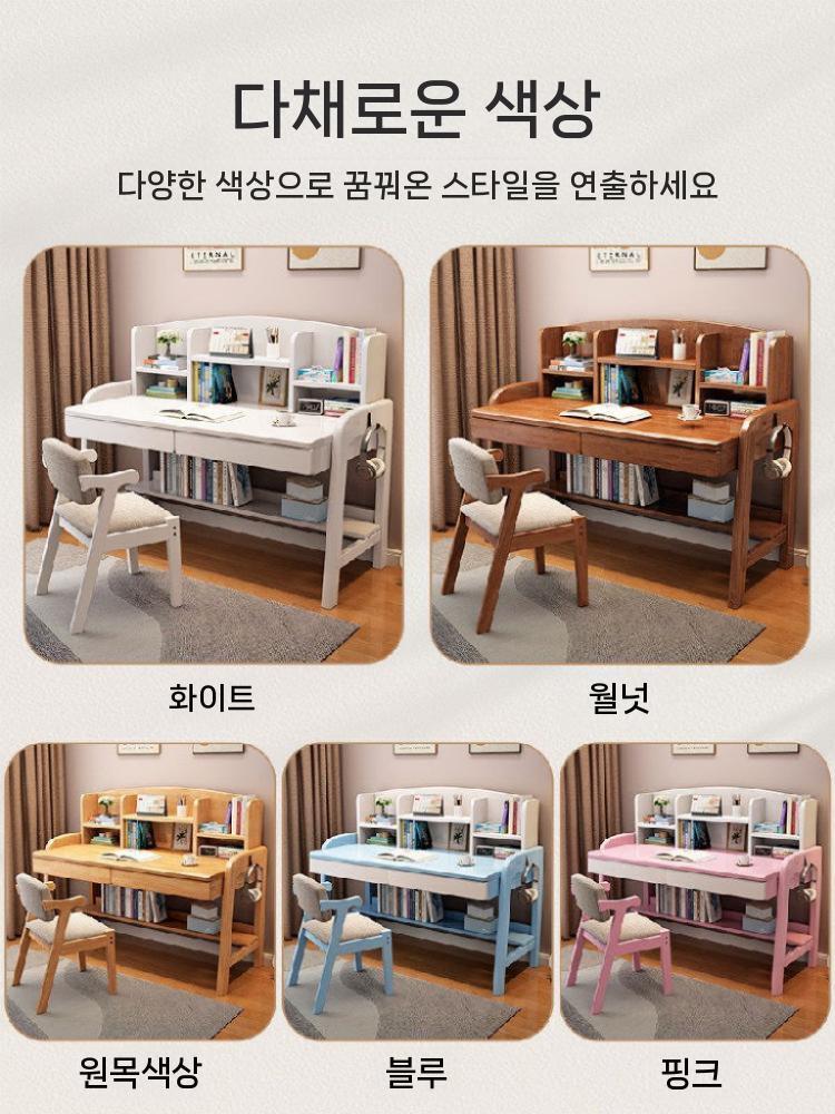 나무책상 데스크 테이블 공부 재틱 근무 학생 일자형 화이트 80x60x118cm - 상세 이미지 4