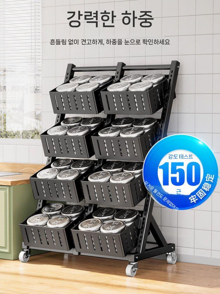 철제 바구니선반 이동식 야채 진열대 수납랙 앵글 창고 6바구니 - 상세 이미지 4