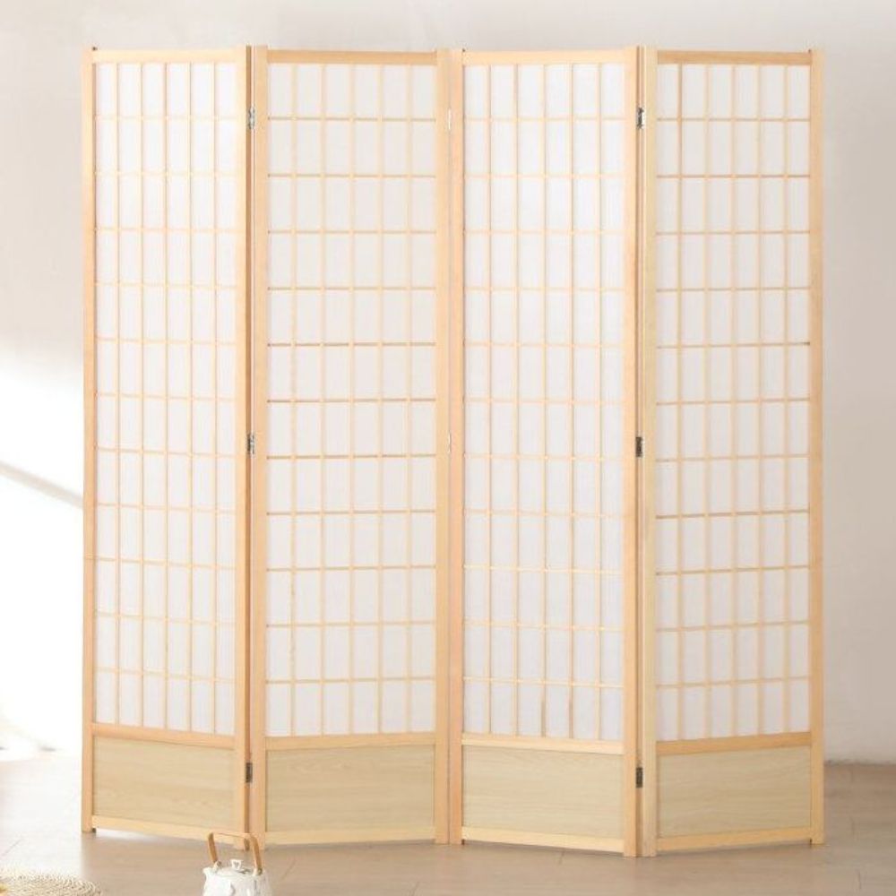 한지파티션 파티션 가림막 창호지 우드 한옥 칸막이 엔틱 접이식 인테리어 원목 178x44cm 4단 - 상품 이미지