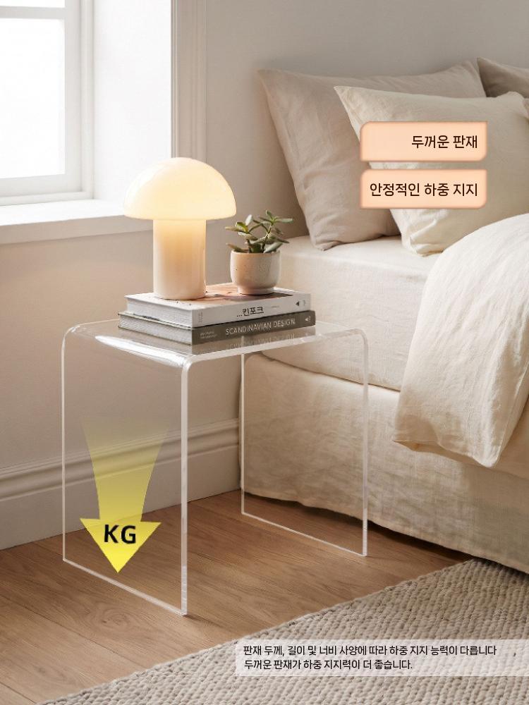 아크릴 테이블 탁자 투명 카페 협탁 사이드 인테리어 70x30x30cm - 상세 이미지 4