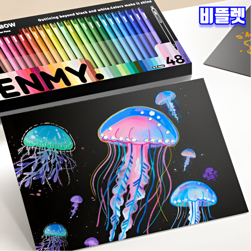 ENMY 아크릴 젤펜 세트 엔미 수채화 마커 페인팅 볼펜 12색, 1개 - 상세 이미지 4