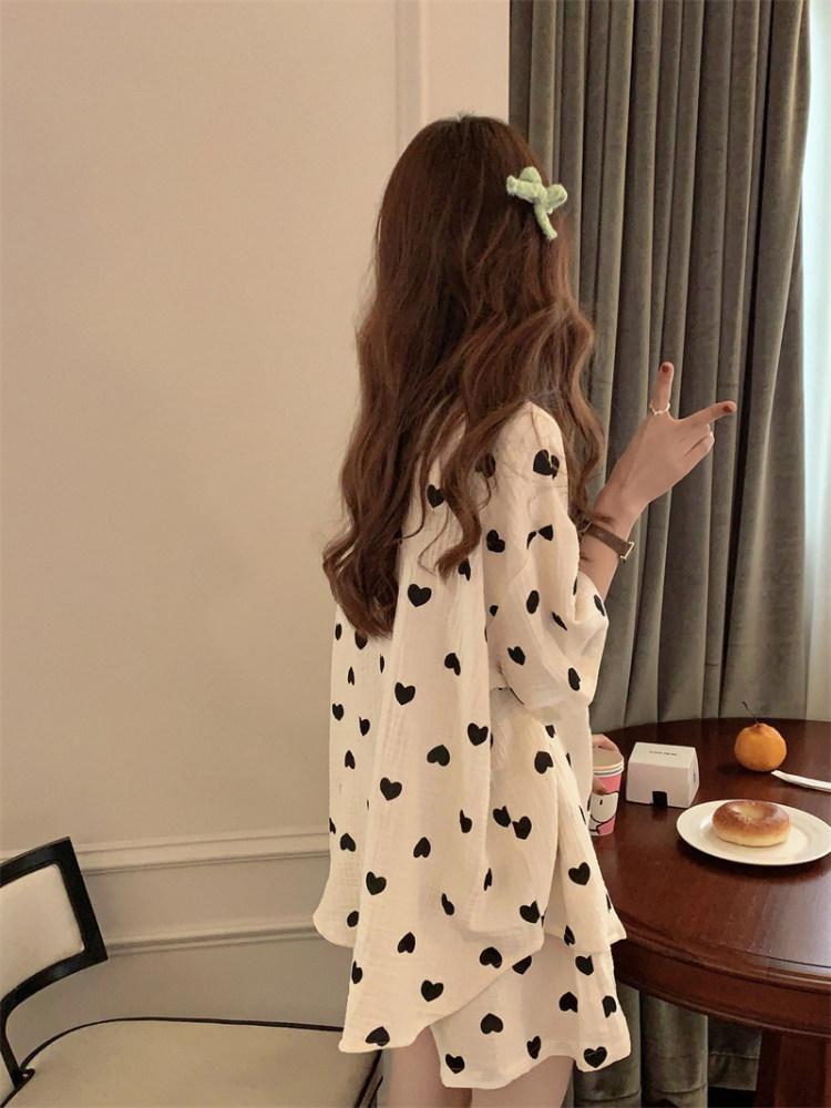 파자마 상하세트 요루면 반팔 홈웨어 잠옷 셋업 세트 99066 세트 S - 상세 이미지 3