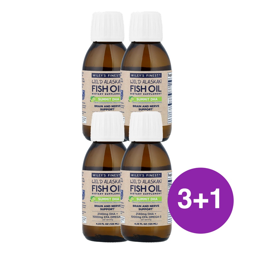 Wileys Finest 자연산 알래스카 피쉬 오일 서밋 DHA 125ml, 4개 - 메인 이미지