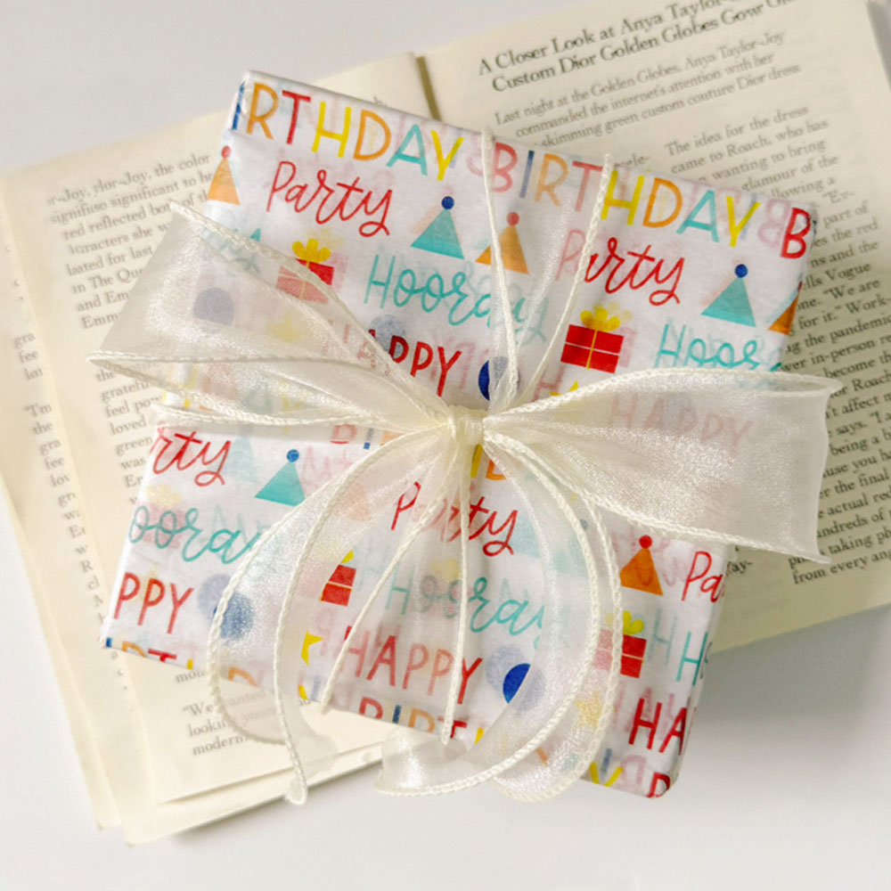 디어앤미 생일 축하 선물 포장 레터링 습자지 종이 포장지 12P - 상품 이미지
