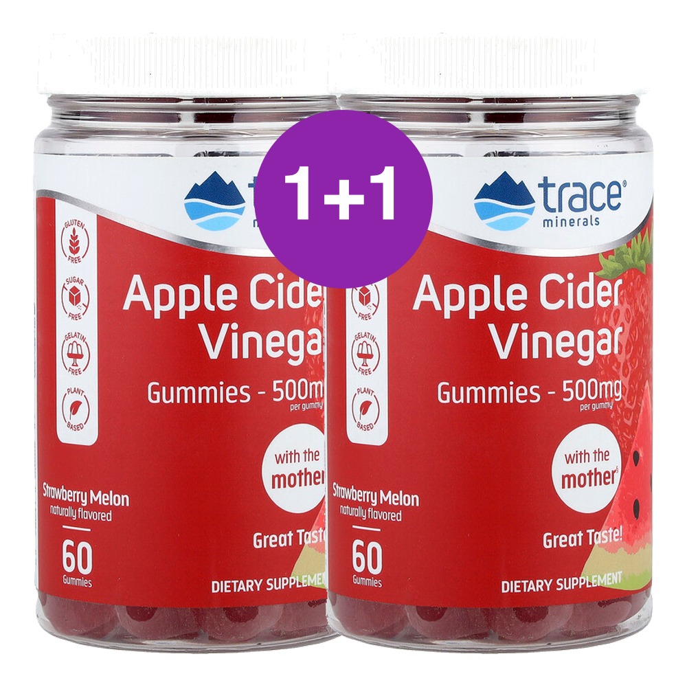 Trace 애플 사이다 식초 구미젤리 딸기 멜론 맛 500mg 60개입, 2개 - 상품 이미지
