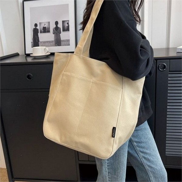 가벼운 여성 캔버스 가방 26x32.5x12cm 데일리 여성 에코백 바구니 무지 - 상품 이미지