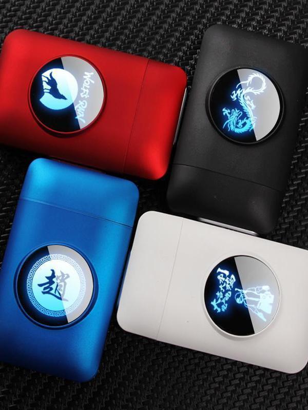 담배 케이스 특이한 충전식 라이터 보관함 시가 휴대용 USB LED 라이트 블랙타이거 - 상세 이미지 3