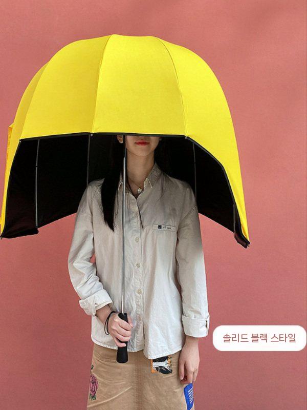 헬멧 우산 특이한 햇빛 자외선차단 방수 방풍 핑크 이미지 7