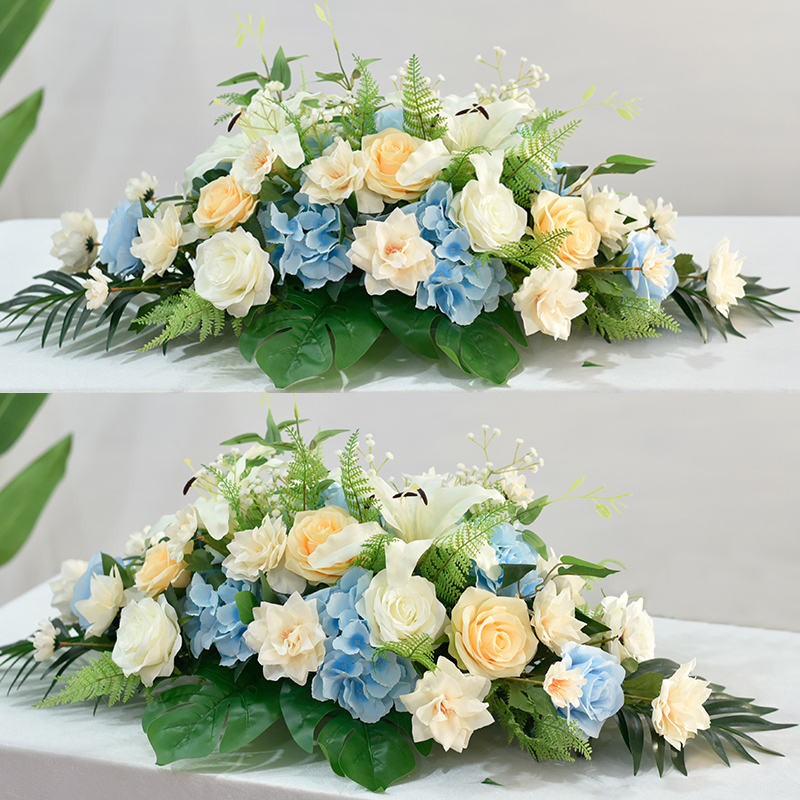 테이블 꽃 장식 소품 인테리어 조화 행사 돌잔치 파티 화이트 그린(70cm) - 상세 이미지 3