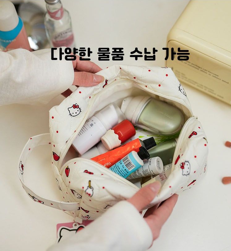 헬로키티 산리오 큐티 패턴 파우치 화장품 가방 대용량 스트랩 이미지 8