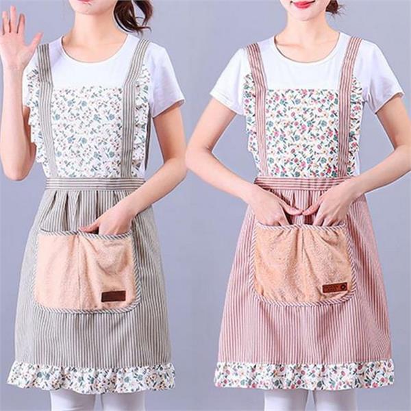 원피스형 여성 주방 앞치마 프릴형 여성 꽃무늬 앞치마 집들이선물 요리용 - 상품 이미지
