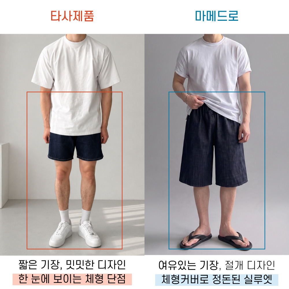 남자청반바지 6부청바지 린넨데님 남자버뮤다데님 - 상세 이미지 4