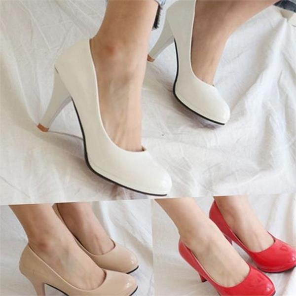정장구두 여성 펌프스 구두 8.5cm 페이턴트 여성 하이힐 구두 오피스 - 상품 이미지