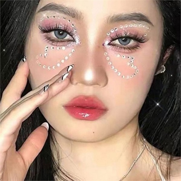 글리터 페이스 쥬얼 스티커 6종 무대 얼굴 큐빅 스티커 타투 - 상품 이미지