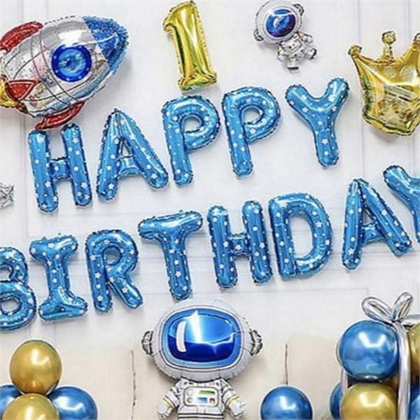 어린이 우주 테마 생일 풍선 우주인 생일 파티 풍선 돌잔치 - 상품 이미지